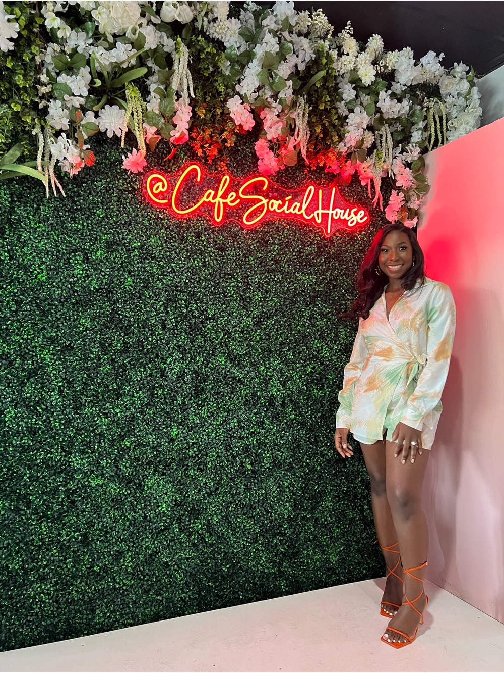 PrettyLittleThing Pastel Green and Orange Wrap Jumpsuit Romper